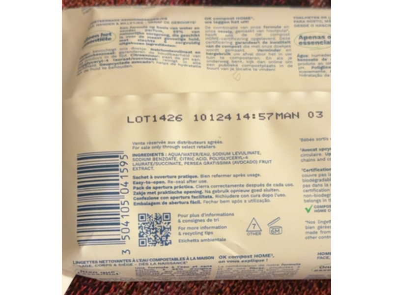 Mustela Cleansing Water Wipes, 60 Count