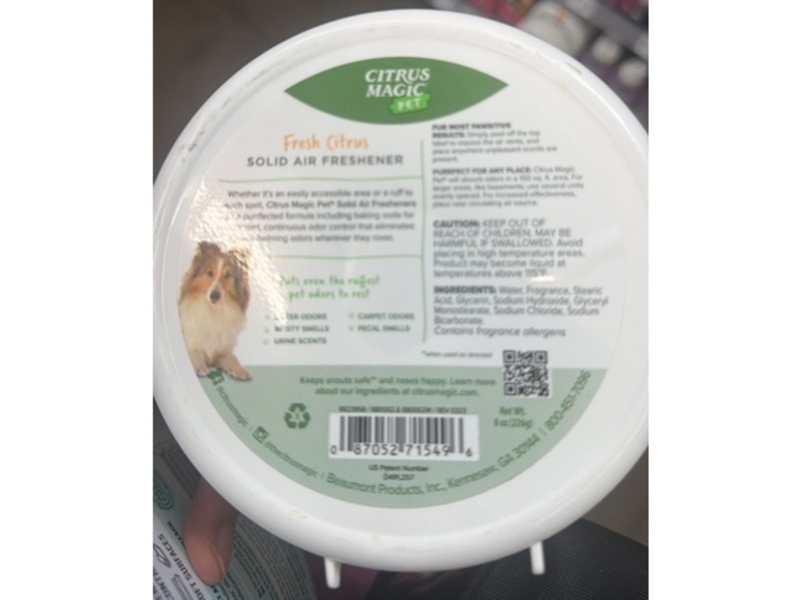 Citrus Magic Pet Solid Air Freshener, Fresh Citrus, 8 oz/226 g