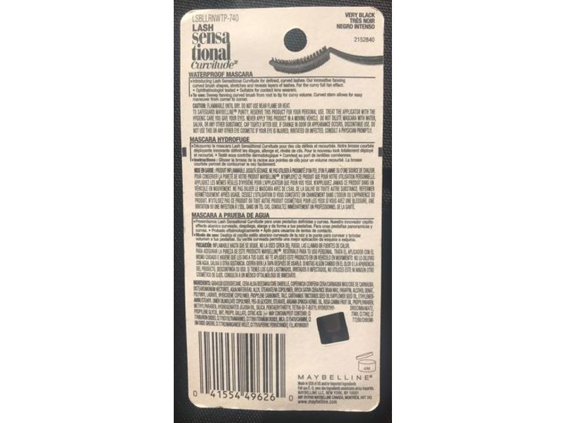 Maybelline New York Lash Sensational Curvitude Waterproof Mascara, Very Black, 0.32 fl oz/9.5 mL