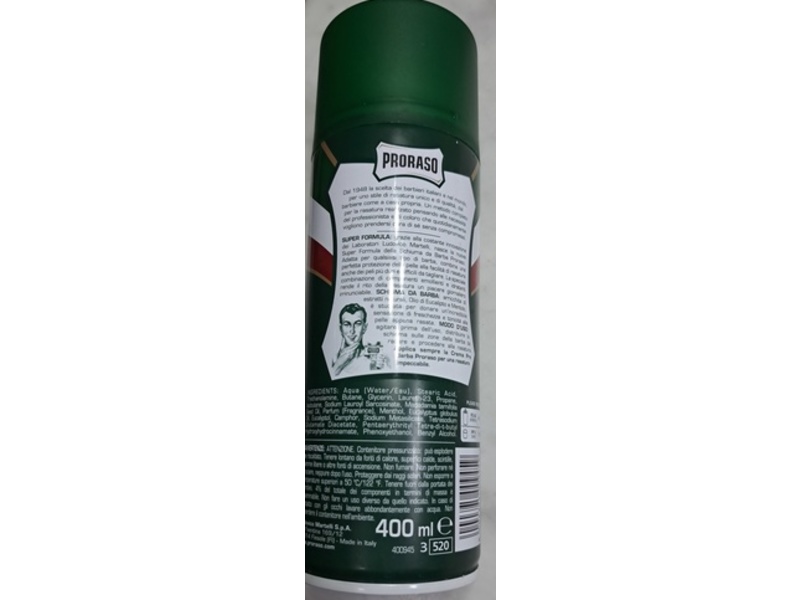 Proraso Shaving Foam, Eucalyptus & Menthol, 400 mL