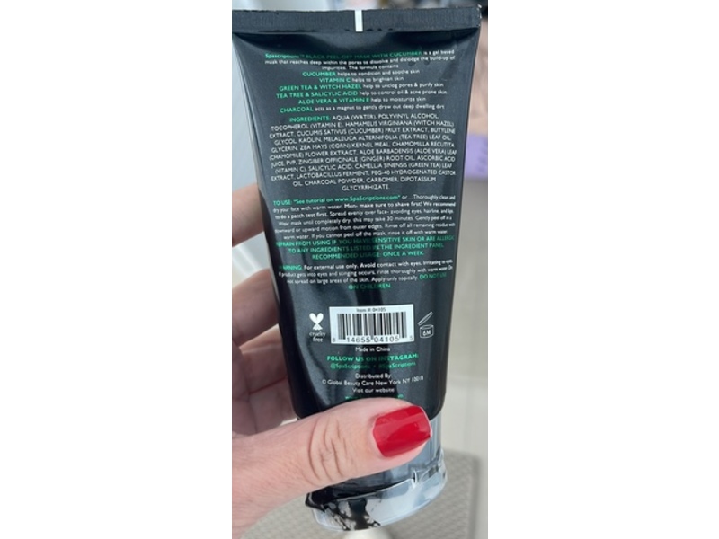 SpaScriptions Black Peel-Off Mask, Cucumber, 5 oz/150 mL