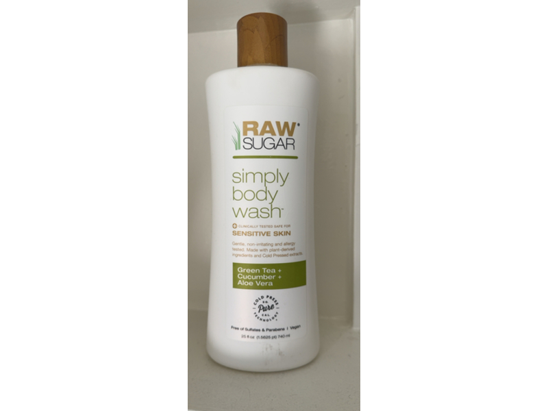 Raw Sugar Simply Body Wash, Green Tea + Cucumber + Aloevera, 25 fl oz/740 mL