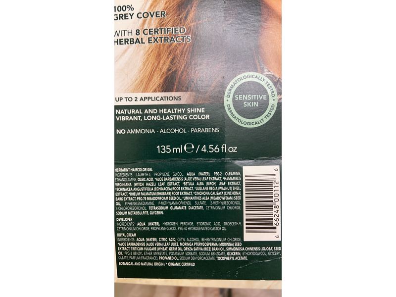 Herbatint Permanent Haircolor Gel, 6D Dark Golden Blonde, 4.56 fl oz/135 mL