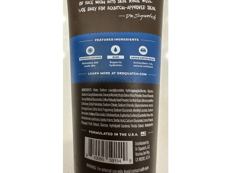 Dr Squatch Men's Natural Face Wash, Fresh Falls, 4.0 fl oz/118.3 mL