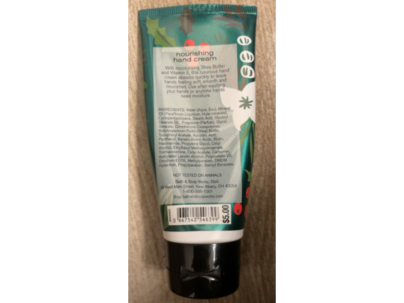 Bath & Body Works Nourishing Hand Cream, Vanilla Bean Noel, 2 fl oz/59 mL