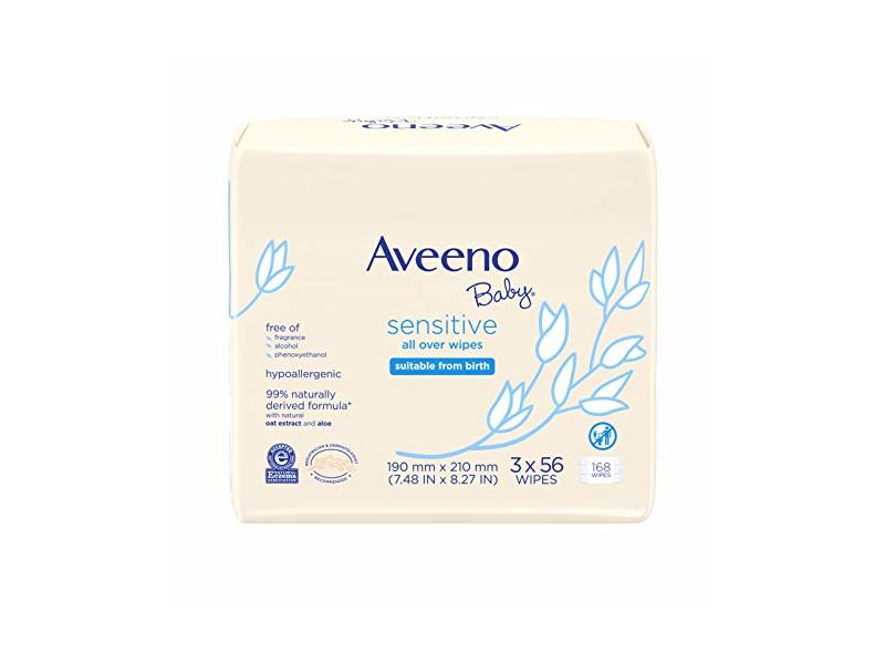 Aveeno Baby Sensitive All Over Wipes, 3 Pack of 56 Ct