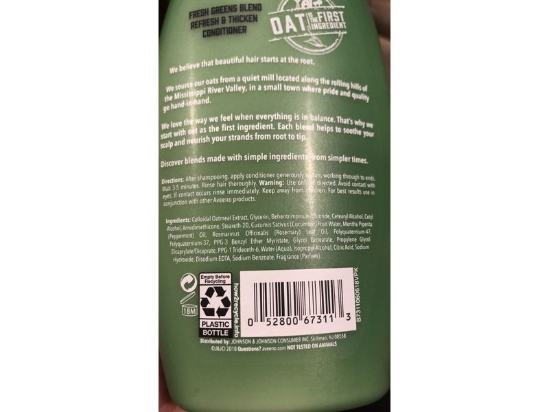 Aveeno Refresh & Thicken Conditioner, Fresh Greens Blend, 12 fl oz/354 mL