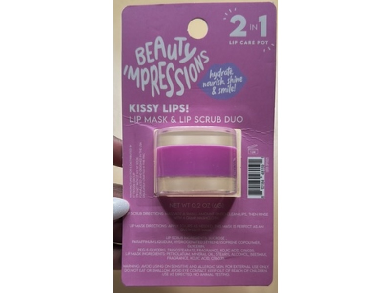 Beauty Impressions Kissy Lips! Lip Mask & Lip Scrub Duo, Kojic Acid, 0.2 oz/6 g