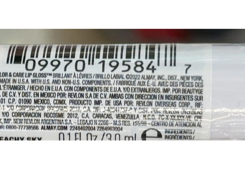 Almay Color & Care Lip Gloss, 400 Peachy Sky, 0.1 fl oz/3.0 mL