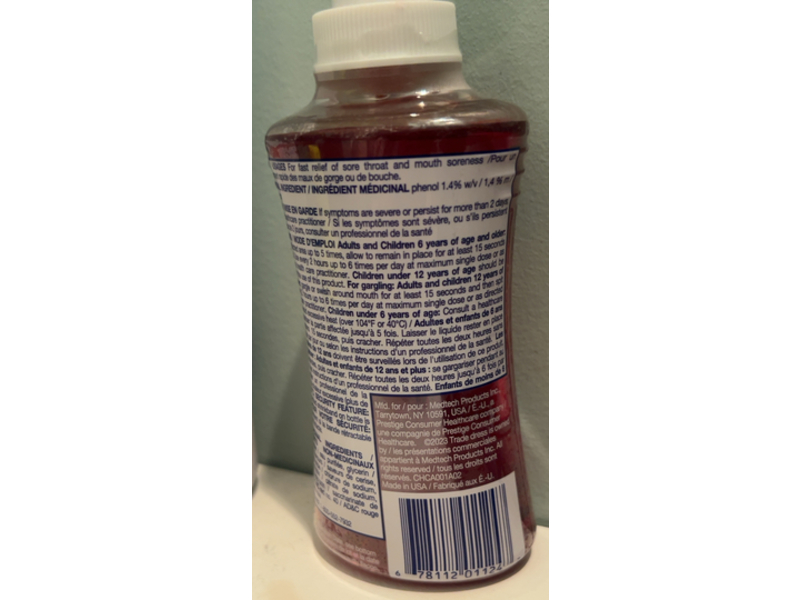 Chloraseptic Anesthetic - Antiseptic Fast Acting Sore Throat Spray, Phenol Solution & Cherry, 177 mL