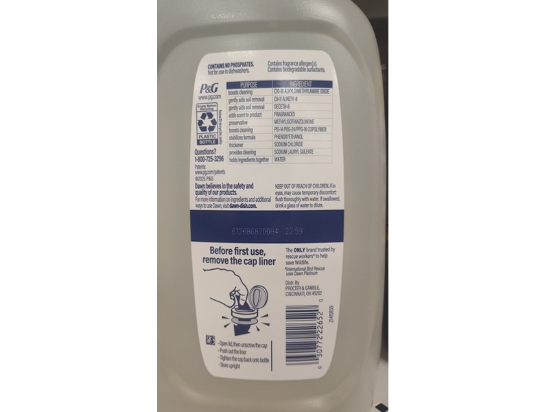 Dawn Free & Clear Dishwashing Liquid, Lemon Essence Scent, 51.5 fl oz/1.52 L