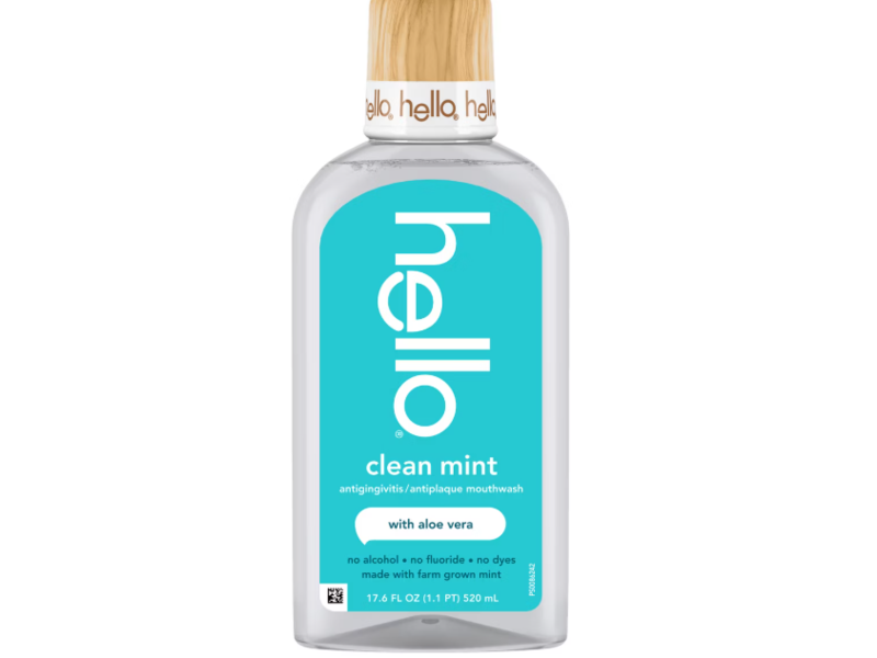 Hello Clean Mint Mouthwash, Aloe Vera, 17.6 fl oz/520 mL, Pack Of 3