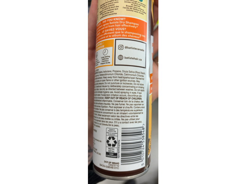 Batiste Instant Hair Refresh Dry Shampoo, Vanilla, 350 mL