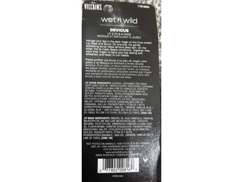 Wet n Wild Villains Lip Masks & Scrubs, Devious, 0.23 fl oz/6.8 fl oz