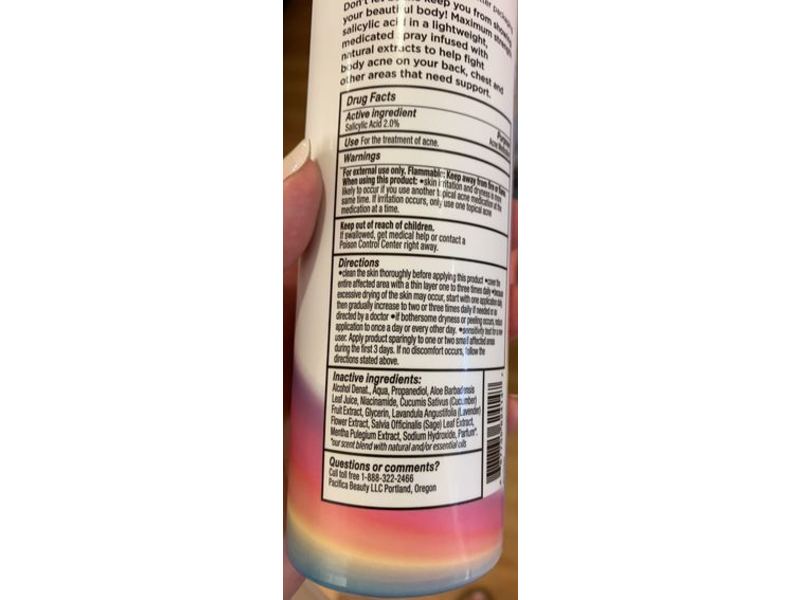 Pacifica Bacne Warrior Acne Fighting Body Spray, 6 fl oz/177 mL