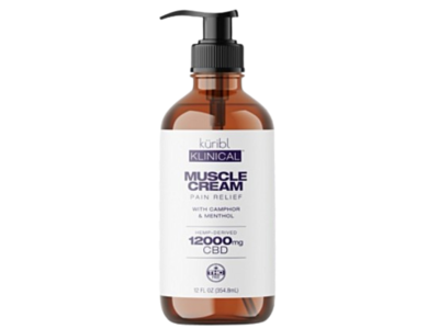 kuribl Klinical 12000 Mg CBD Muscle Pain Relief Cream, Camphor & menthol, 12 fl oz/354.8 mL
