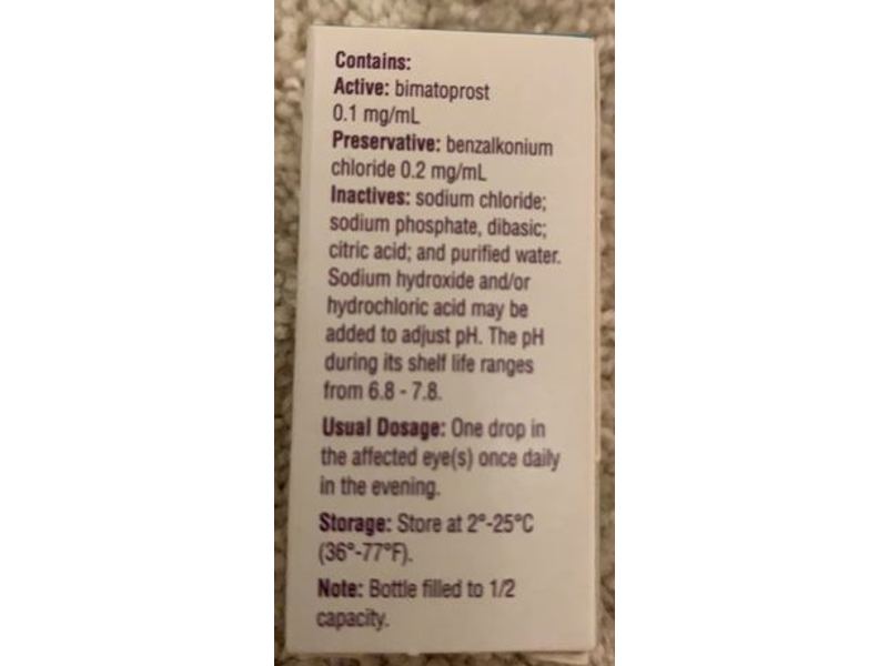 Lumigan (Bimatoprost Ophthalmic Solution) 0.01%, 2.5 mL Allergan (Rx)