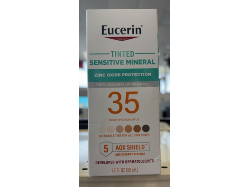 Eucerin Tinted Senitive Mineral Sunscreen Lotion, SPF 35, 1.7 fl oz/50 mL