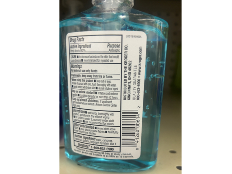 Kroger Hand Sanitizer, Ocean Wave, 8 fl oz/236 mL