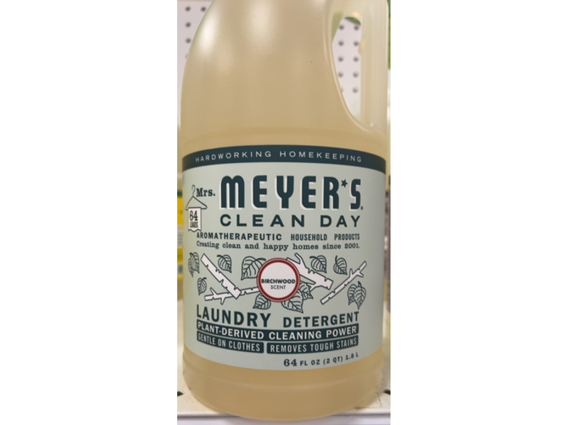 Mrs. Meyer's Clean Day Laundry Detergent, Birchwood, 64 fl oz/1.8 L, Pack Of 2