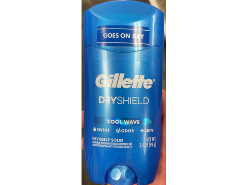 Gillette Dryshield Antiperspirant/Deodorant, Invisible Solid, Cool Wave, 3.4 oz/96 g