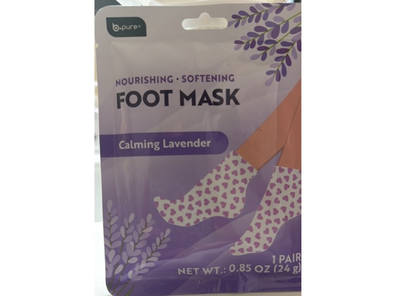 b.Pure Nourishing & Softening Foot Mask, Calming Lavender, 0.85 oz/24 g, 1 Pair