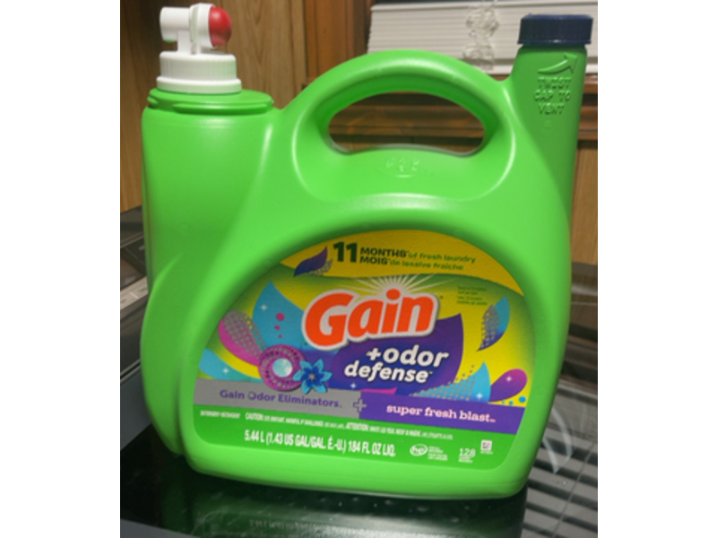 Gain + Odor Defense Liquid Laundry Detergent, Super Fresh Blast, 128 Loads, 184 fl oz/5.44 L