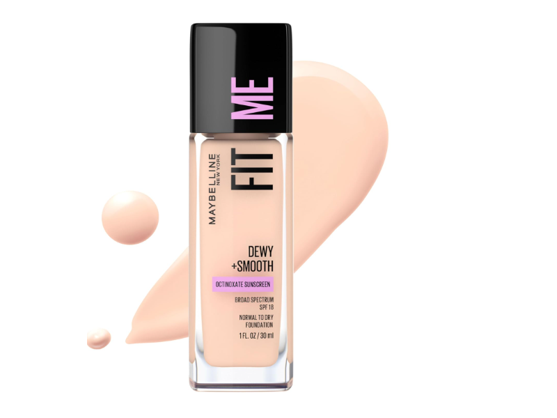Maybelline New York Fit Me Dewy + Smooth Foundation, SPF 18, 105 Fair Ivory, 1 fl oz/30 mL