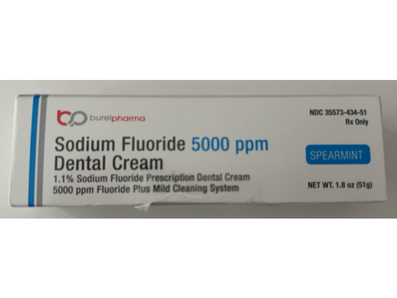 Sodium Fluoride 5000 Dental Cream, Spearmint, 1.8 oz/51 g, BurelPharma (Rx)