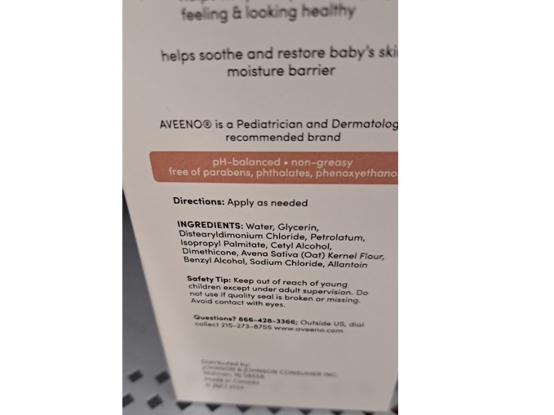 Aveeno Baby Daily Moisture Lotion, Prebiotic Oat, 12 fl oz/354 mL, Pack Of 2