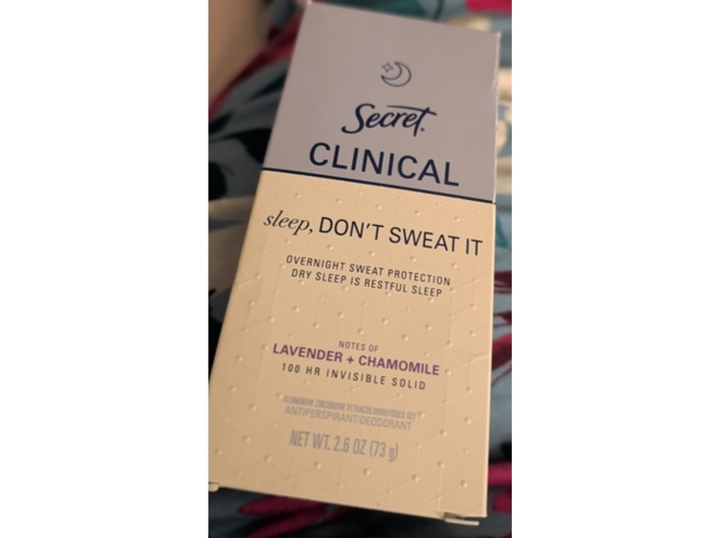 Secret Clinical Overnight Antiperspirant Deodorant, Lavender + Chamomile, 2.6 oz/73 g