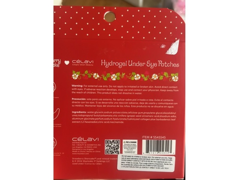 Celavi Hydrogel Under Eye Patches, Straberry Shortcakes, 6 Pairs