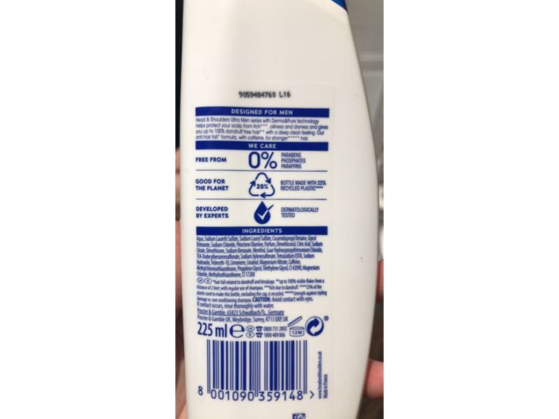 Head & Shoulders Men Ultra Hair Booster Shampoo, Caffeine, 225 mL