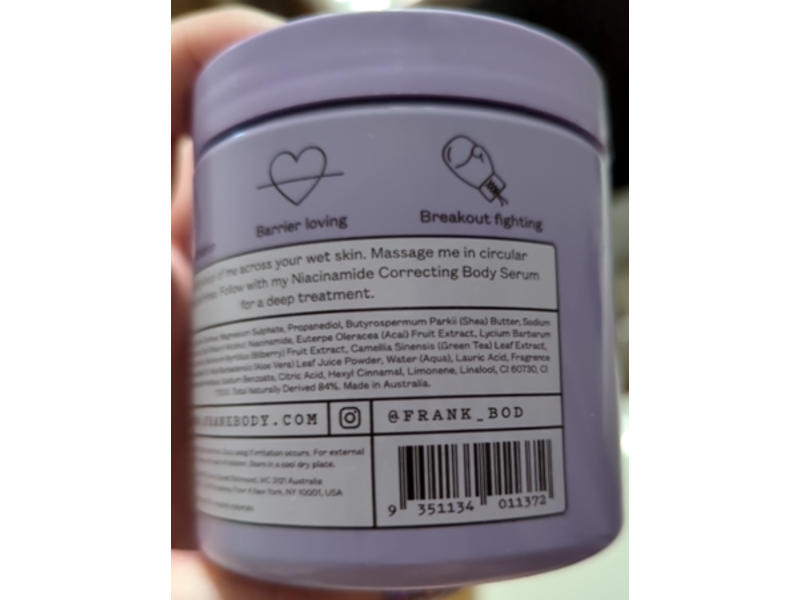 Frank Body Body Scrub, Niacinamide, 8.82 oz/250 g