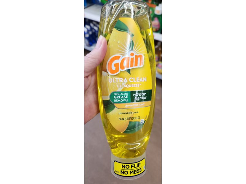 Gain Ultra Clean Dishwashing Liquid, Lemon Zest Scent, 24.3 fl oz/718 mL
