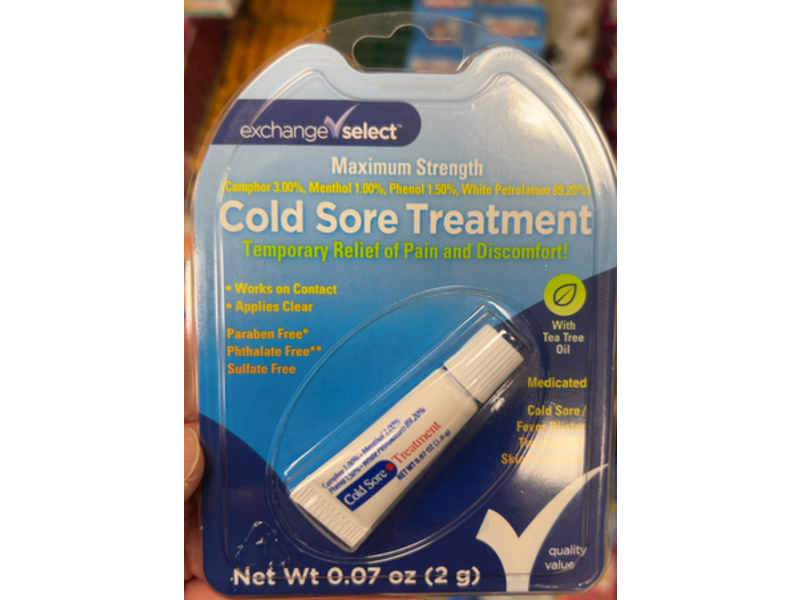 Exchange Select Maximum Strength Cold Sore Treatment, 0.07 oz/2 g