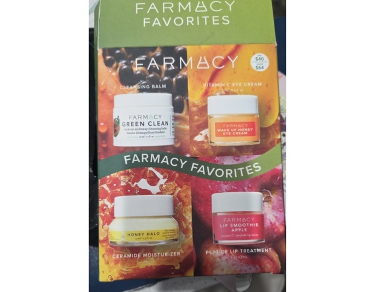 Farmacy Green Clean Cleansing Balm, Wake Up Honey Eye Cream, Honey Halo Face Moisturizer + Lip Smoothie Skin Care Set