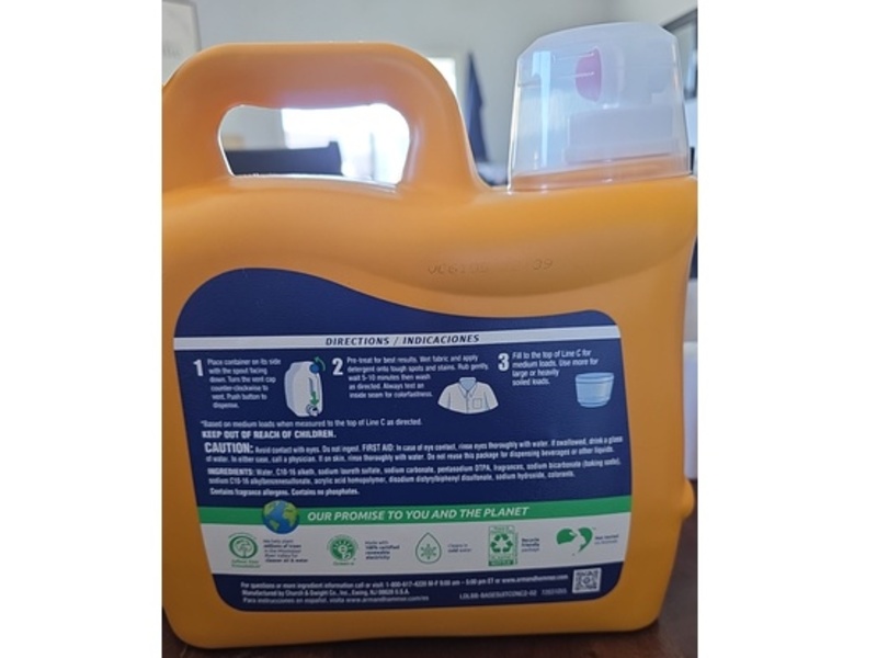 Arm & Hammer Liquid Laundry Detergent, Clean Burst, 174 fl oz/5.14 L