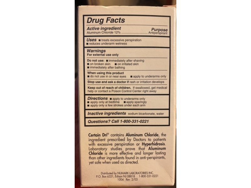 Certain Dri Anti-Perspirant Roll-On, 1.2 fl oz/35.5 mL