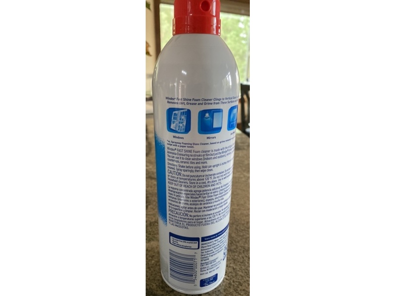 Windex Fast Shine Foam Glass Cleaner, Rainshower Scent, 19 oz/538 g