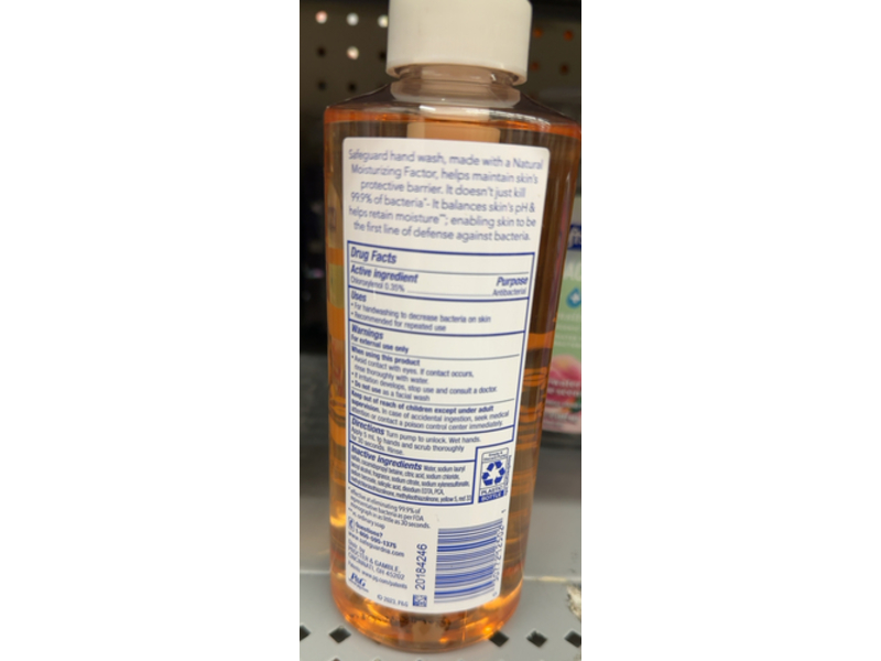 Safeguard Chloroxylenol Antibacterial Hand Wash, Notes Of Peach, 15.5 fl oz/458 mL