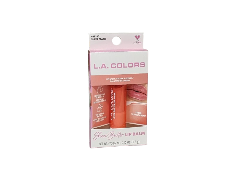 L.A. Colors Shea Butter Lip Balm, Sheer Peach, 0.10 oz/2.8 g