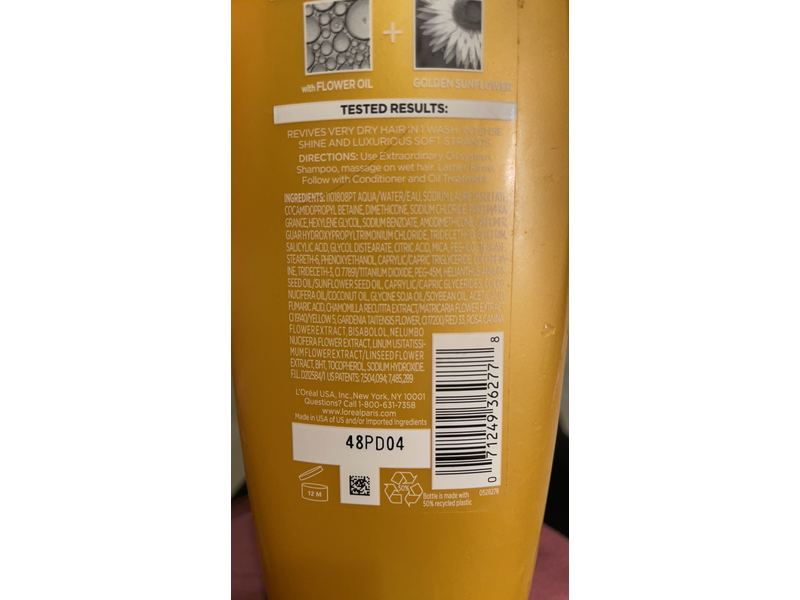 L'Oréal Paris Elvive Extraordinary Shampoo, Sunflower Oil, 12.6 fl oz/375 mL