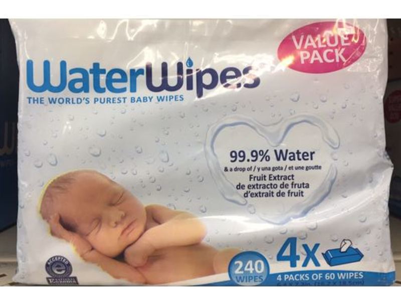Waterwipes Baby Wipes, 240 Count, Pack Of 4