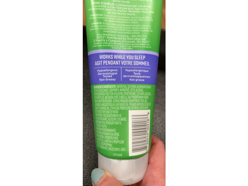 O'Keeffe's Working Hands Night Treatment Cream, 7 oz/198 g