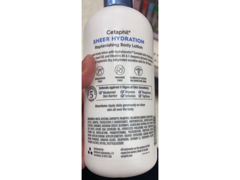 Cetaphil Sheer Hydration Replenishing Body Lotion, Fragrance Free, 16 fl oz/473 mL