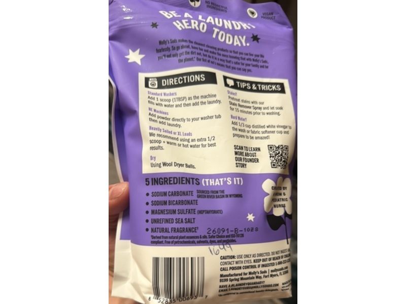 Molly's Suds Laundry Powder, Lavender, 70 Loads, 47 oz/1.3 kg