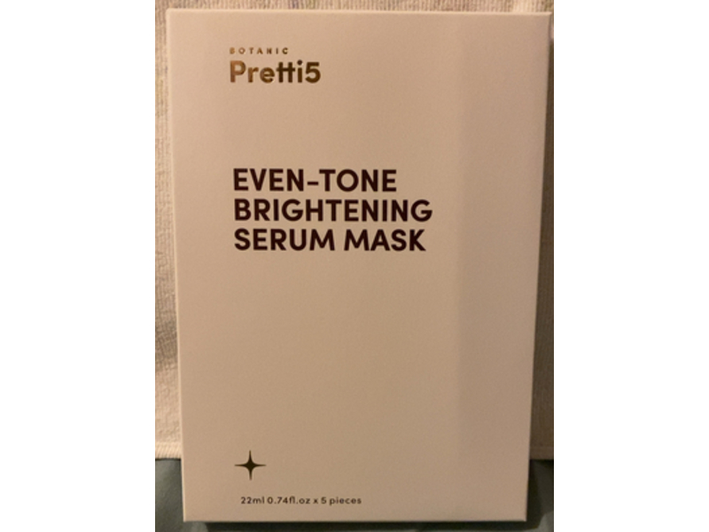 Botanic Pretti5 Even Tone Brightening Serum Mask, 0.74 fl oz/22 mL, Pack Of 5