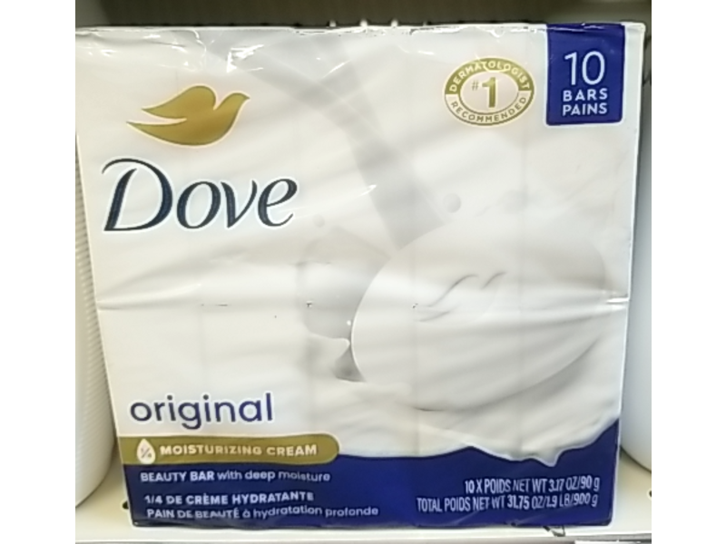 Dove Original Beauty Bar, 3.17 oz/90 g, Count 10