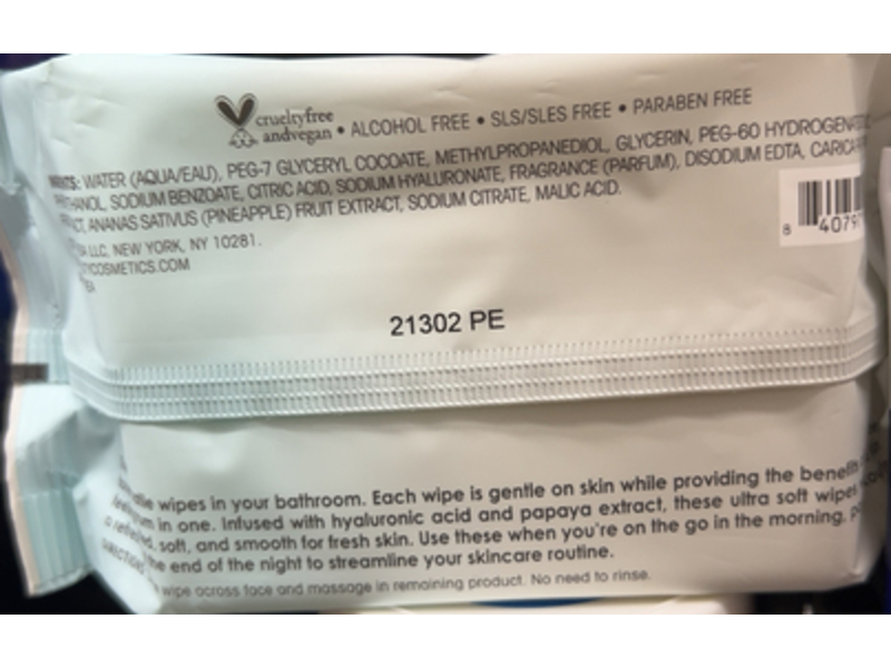 Beliveve Beauty 3- in-1 Cleansing Wipes, Hyaluronic Acid + Papaya, 30 Count